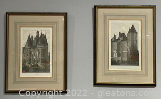 2 Framed Prints (Wall Art) of French Castles 